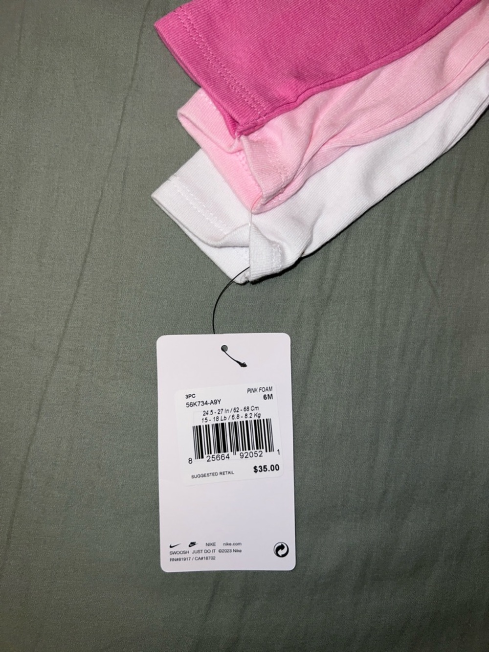 Nike Baby Girls Long-Sleeve Bodysuit 3-Pack in White and Pink Shades - Picture 3 of 3